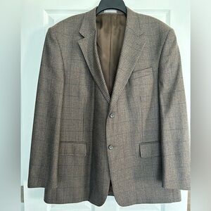 Oscar de la Renta Wool Cashmere Blazer Sport Coat Mens Size 46R Blue Brown Luxe